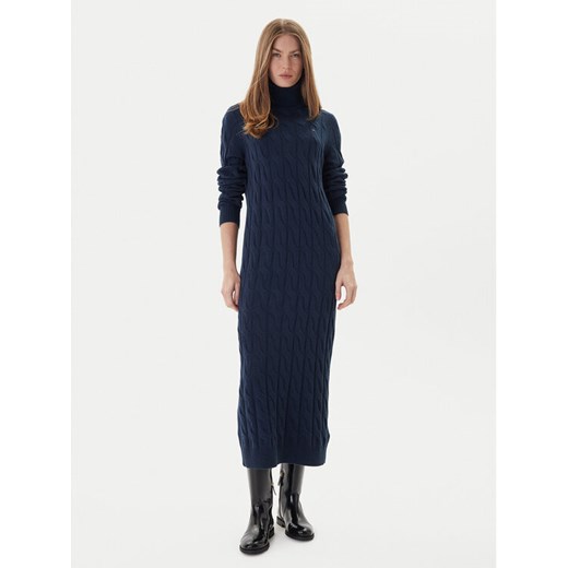 Tommy Hilfiger Sukienka dzianinowa WW0WW46429 Granatowy Slim Fit ze sklepu MODIVO w kategorii Sukienki - zdjęcie 186680115