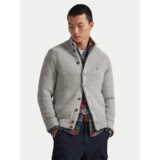 Polo Ralph Lauren Kardigan 710979109002 Szary Regular Fit ze sklepu MODIVO w kategorii Swetry męskie - zdjęcie 186680196