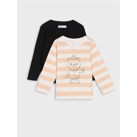 Sinsay - Koszulki z długimi rękawami 2 pack - kremowy - id: 114FX-01X - marki Sinsay - 186684728 Sinsay - Koszulki z długimi rękawami 2 pack - kremowy ze sklepu Sinsay w kategorii Kaftaniki i bluzki - zdjęcie 186684728