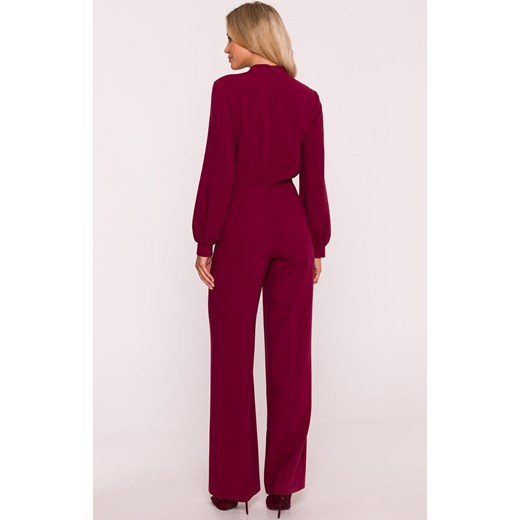 Stylove kombinezon damski z żabotem bordowy S420, Kolor bordowy, Rozmiar L, Stylove ze sklepu Primodo w kategorii Kombinezony damskie - zdjęcie 186686029