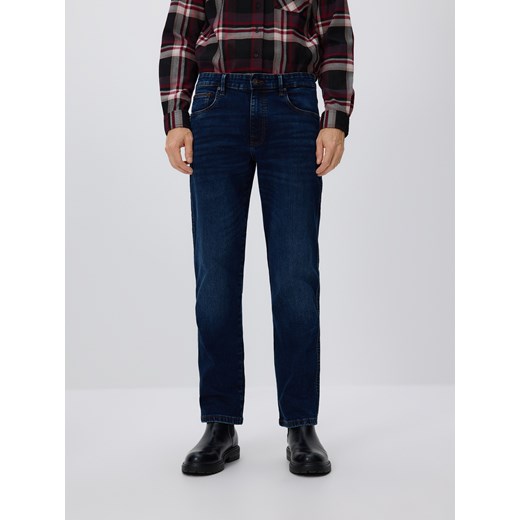 Reserved - Jeansy slim z efektem sprania - granatowy ze sklepu Reserved w kategorii Jeansy męskie - zdjęcie 186694025