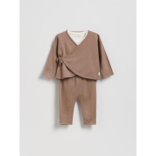 Reserved - Dzianinowy komplet z wiskozą - brązowy ze sklepu Reserved w kategorii Komplety niemowlęce - zdjęcie 186694037