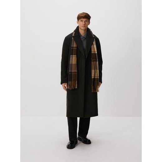Reserved - Płaszcz z domieszką wełny - ciemnozielony ze sklepu Reserved w kategorii Płaszcze męskie - zdjęcie 186694095