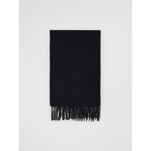 Reserved - Gładki szal z frędzlami - czarny ze sklepu Reserved w kategorii Szaliki męskie - zdjęcie 186694927