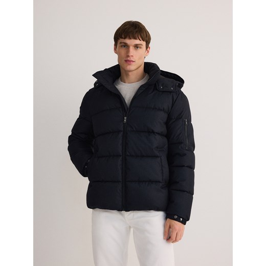 Reserved - Pikowana kurtka z kapturem - granatowy Reserved XL Reserved