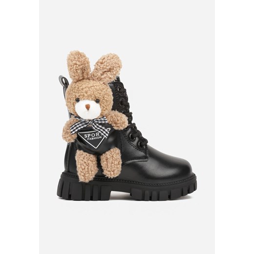 Czarne Botki Typu Workery z Królikiem 3D Zozrise ze sklepu born2be.pl w kategorii Buty zimowe dziecięce - zdjęcie 186695527