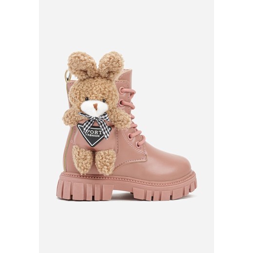 Różowe Botki Typu Workery z Królikiem 3D Zozrise ze sklepu born2be.pl w kategorii Buty zimowe dziecięce - zdjęcie 186695535