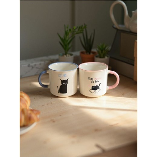 Sinsay - Porcelanowe kubki z ozdobnym printem 2 pack - wielobarwny ze sklepu Sinsay w kategorii Kubki - zdjęcie 186696188
