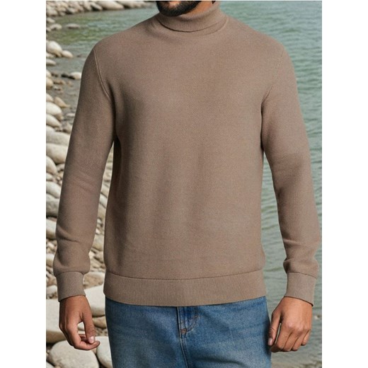 Sinsay - Sweter basic - brązowy ze sklepu Sinsay w kategorii Swetry męskie - zdjęcie 186696197