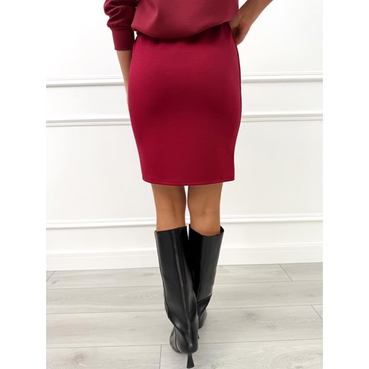 Bordowa Prosta Spódnica z Gumką w Pasie Modnakiecka.pl 46 ModnaKiecka.pl