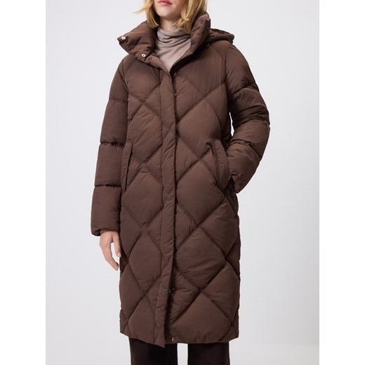 Reserved - Pikowany płaszcz - ciemnobrązowy ze sklepu Reserved w kategorii Płaszcze damskie - zdjęcie 186696758