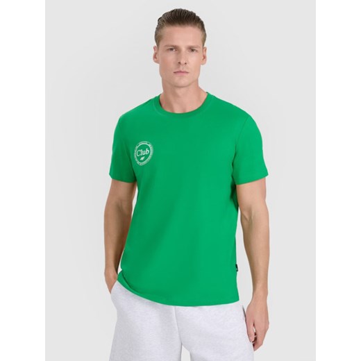 Męski t-shirt z nadrukiem 4F 4FRSS25TTSHM2854 - zielony XXL wyprzedaż Sportstylestory.com