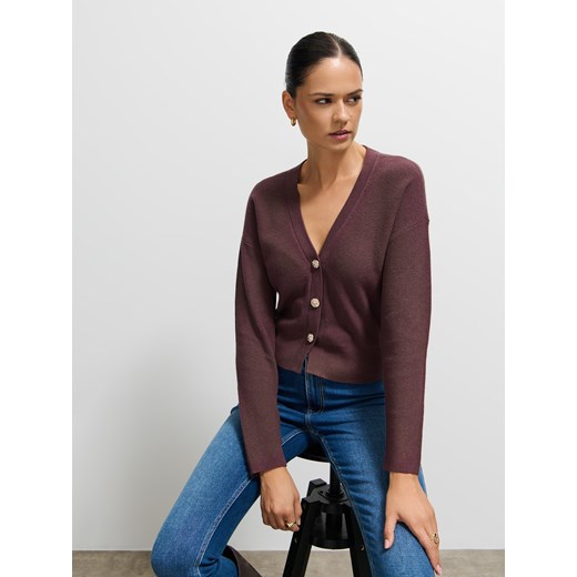 Mohito - Brązowy kardigan z domieszką wełny - brązowy ze sklepu Mohito w kategorii Swetry damskie - zdjęcie 186698289