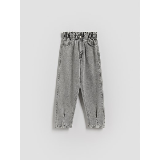 Reserved - Jeansy paperbag - jasnoszary ze sklepu Reserved w kategorii Spodnie dziewczęce - zdjęcie 186698616