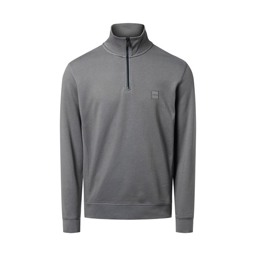 BOSS Orange Męska bluza nierozpinana Mężczyźni Materiał dresowy szary jednolity ze sklepu vangraaf w kategorii Bluzy męskie - zdjęcie 186698958