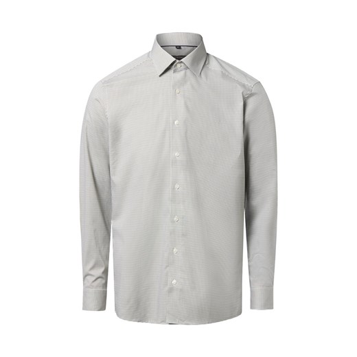 Finshley & Harding Męska koszula biznesowa Mężczyźni Modern Fit Bawełna oliwkowy w kratkę ze sklepu vangraaf w kategorii Koszule męskie - zdjęcie 186698967