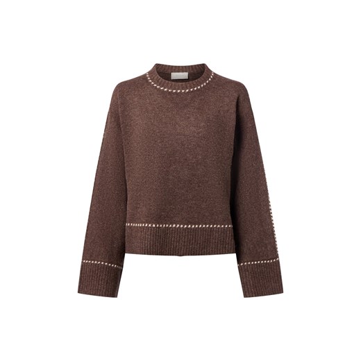 Neo Noir Damski sweter z dzianiny z wełną - Roeme Kobiety Sztuczne włókno czekoladowy jednolity ze sklepu vangraaf w kategorii Swetry damskie - zdjęcie 186698976