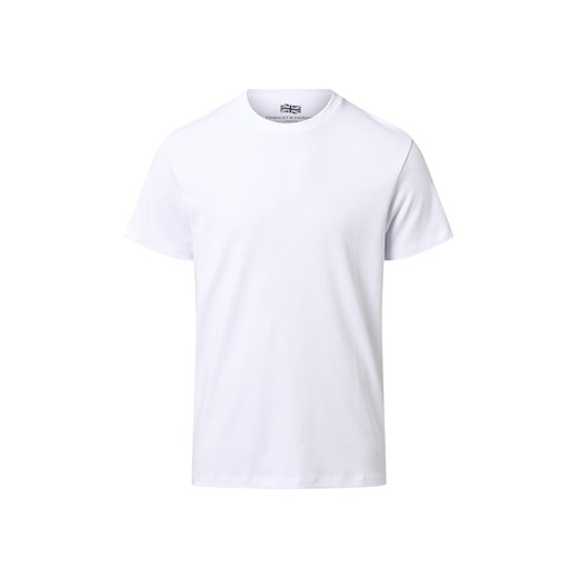 Finshley & Harding London Koszulka męska Mężczyźni Bawełna biały jednolity ze sklepu vangraaf w kategorii T-shirty męskie - zdjęcie 186698979