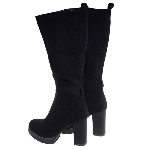 Czarne kozaki do kolan na obcasie /G6-118346 T482/ 38 Pantofelek24.pl