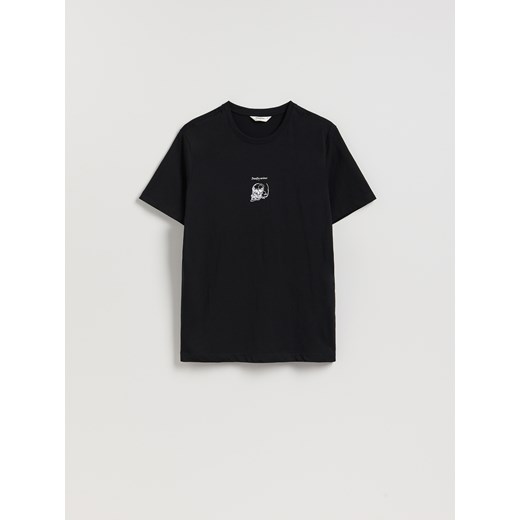 Reserved - T-shirt regular z nadrukiem - czarny ze sklepu Reserved w kategorii T-shirty męskie - zdjęcie 186701356