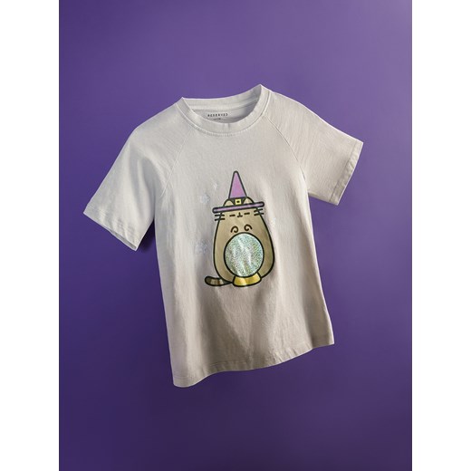 Reserved - T-shirt z nadrukiem Pusheen - jasnoszary ze sklepu Reserved w kategorii Bluzki dziewczęce - zdjęcie 186701398