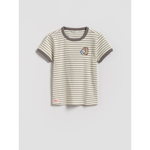Reserved - T-shirt w paski Pusheen - wielobarwny ze sklepu Reserved w kategorii Bluzki dziewczęce - zdjęcie 186701469