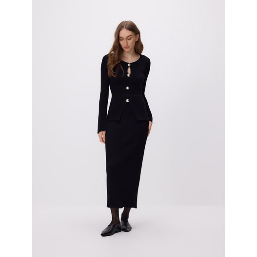 Reserved - Dzianinowa spódnica z wiskozą - czarny ze sklepu Reserved w kategorii Spódnice - zdjęcie 186701538