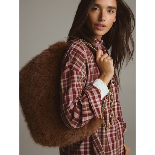 Reserved - Futerkowa torebka na ramię - bordowy ze sklepu Reserved w kategorii Listonoszki - zdjęcie 186701577