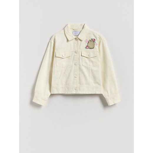 Reserved - Kurtka jeansowa Pusheen - złamana biel ze sklepu Reserved w kategorii Kurtki dziewczęce - zdjęcie 186701585