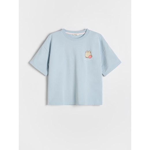 Reserved - T-shirt z nadrukiem Pusheen - jasnoniebieski ze sklepu Reserved w kategorii Bluzki dziewczęce - zdjęcie 186701859