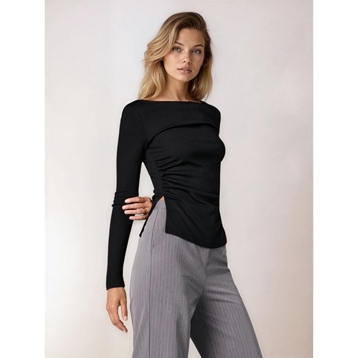 Sinsay - Prążkowana bluzka - czarny Sinsay XS Sinsay