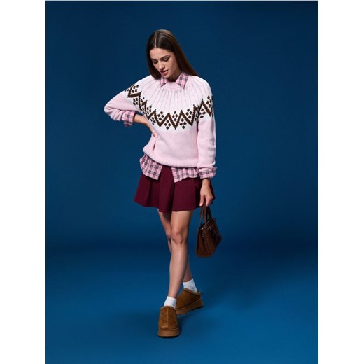 Sinsay - Ocieplane klapki z kożuszkiem z wełną - brązowy Sinsay 40 Sinsay