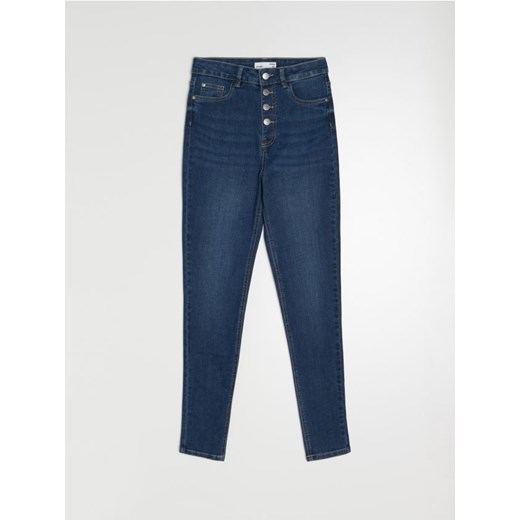 Sinsay - Jeansy skinny high waist - niebieski Sinsay 40 Sinsay
