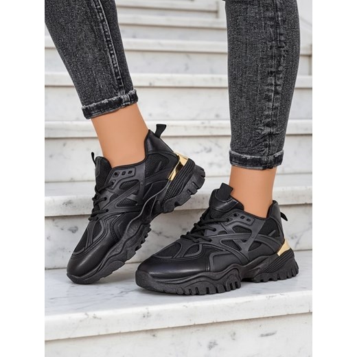 Stilosa Luma Czarne Sneakersy Damskie z Ekologicznej Skóry ze sklepu royalfashion.pl w kategorii Buty sportowe damskie - zdjęcie 186704205