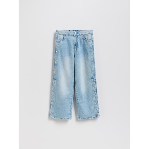 Reserved - Jeansy wide leg z napami - niebieski ze sklepu Reserved w kategorii Spodnie dziewczęce - zdjęcie 186704375