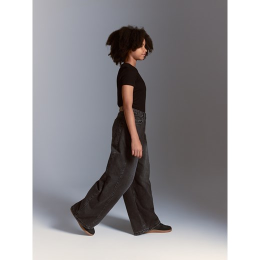 Reserved - Jeansy super wide leg - czarny ze sklepu Reserved w kategorii Spodnie dziewczęce - zdjęcie 186704396