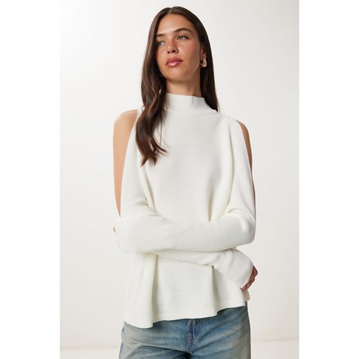 Happiness Istanbul Sweter w kolorze kremowym Happiness Istanbul onesize promocja Limango Polska