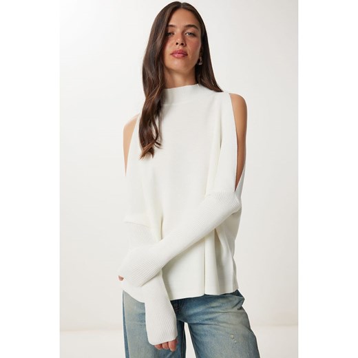 Happiness Istanbul Sweter w kolorze kremowym Happiness Istanbul onesize Limango Polska okazja