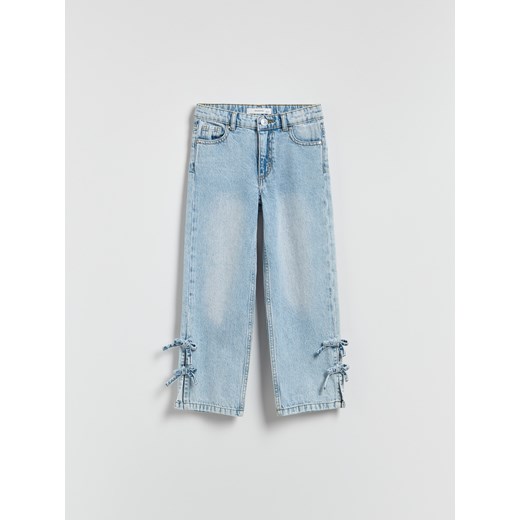 Reserved - Jeansy straight z kokardkami - niebieski ze sklepu Reserved w kategorii Spodnie dziewczęce - zdjęcie 186705939