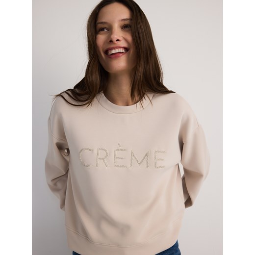Reserved - Bluza z haftem - beżowy Reserved XS okazyjna cena Reserved