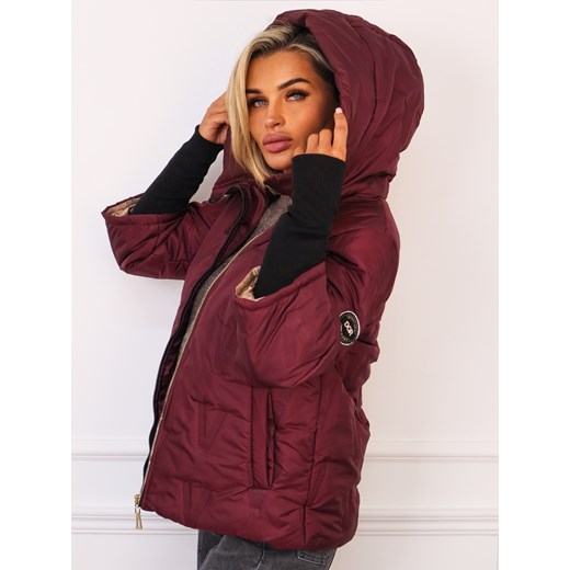 KURTKA ASYMETRYCZNA Z PRZEDŁUŻONYMI ŚCIĄGACZAMI PRZY RĘKAWACH- BORDOWA Olika L olika.com.pl