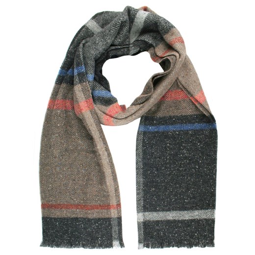 Wełniany Szalik Męski z Jedwabiem - V. Fraas - Jesienna Kolorystyka SZAWLN1391 ze sklepu JegoSzafa.pl w kategorii Szaliki męskie - zdjęcie 186707898