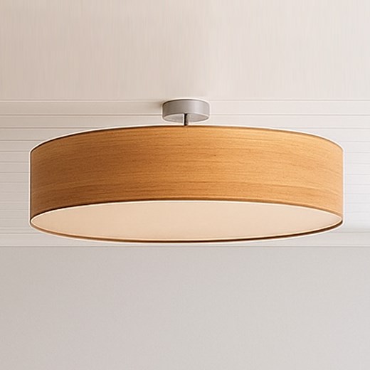 Nowoczesny żyrandol do salonu z abażurem 80 cm GRENADA ECO fi - 80 cm ECO - kolor dąb sonoma ze sklepu Lysne w kategorii Lampy sufitowe - zdjęcie 186708258