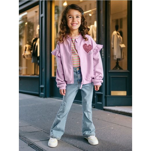 Sinsay - Bluza crewneck z falbankami - niebieski ze sklepu Sinsay w kategorii Bluzy dziewczęce - zdjęcie 186708445