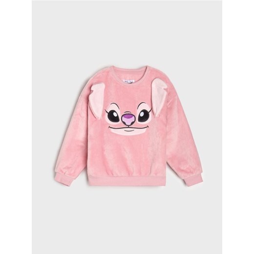 Sinsay - Bluza crewneck z haftem Stitch - różowy Sinsay 122 (6-7 l) Sinsay