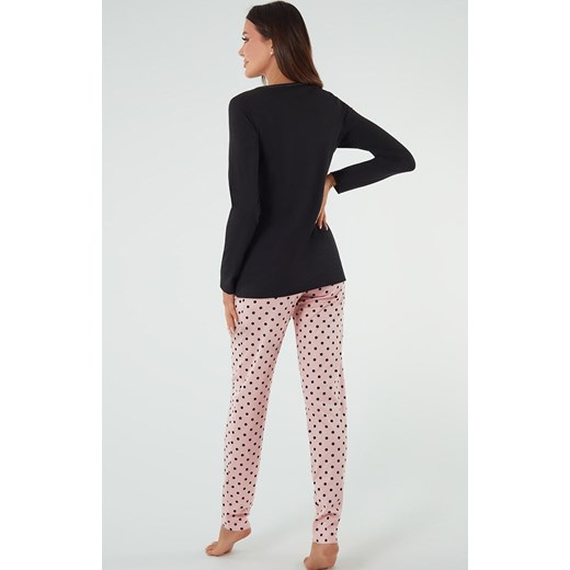 Piżama damska z długim rękawem i długimi spodniami Buscato, Kolor czarno-różowy, Rozmiar M, Italian Fashion ze sklepu Primodo w kategorii Piżamy damskie - zdjęcie 186708965