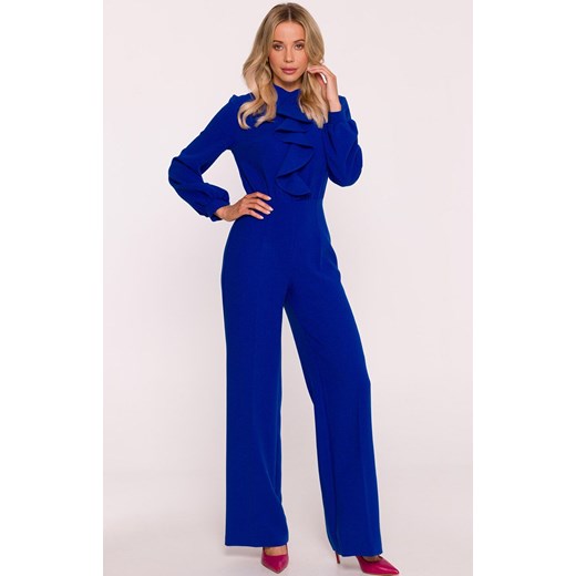 Stylove kombinezon damski z żabotem chabrowy S420, Kolor chabrowy, Rozmiar L, Stylove ze sklepu Primodo w kategorii Kombinezony damskie - zdjęcie 186709126