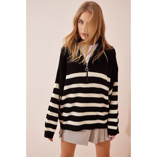 Happiness Istanbul Sweter w kolorze czarnym Happiness Istanbul onesize wyprzedaż Limango Polska