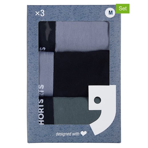 Happy Shorts Bokserki (3 pary) w kolorze czarno-oliwkowo-szarym ze sklepu Limango Polska w kategorii Majtki męskie - zdjęcie 186710416