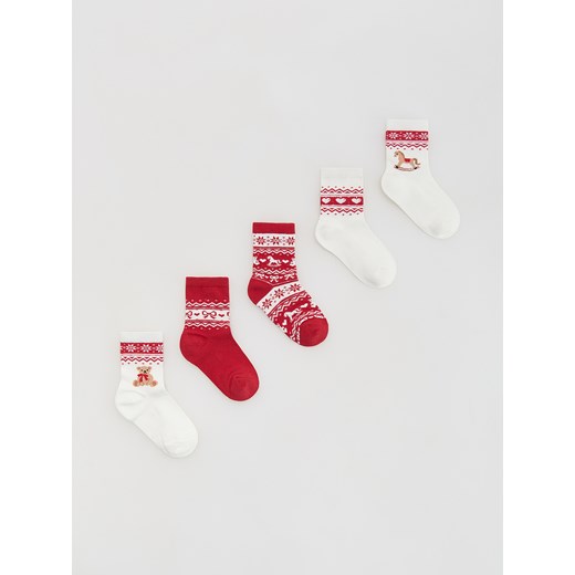 Reserved - Świąteczne skarpetki 5-pak - czerwony ze sklepu Reserved w kategorii Skarpetki dziecięce - zdjęcie 186712169